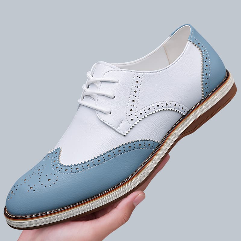 Men Formal Wear Shoes - Mens White Blue Two Tone Brogue