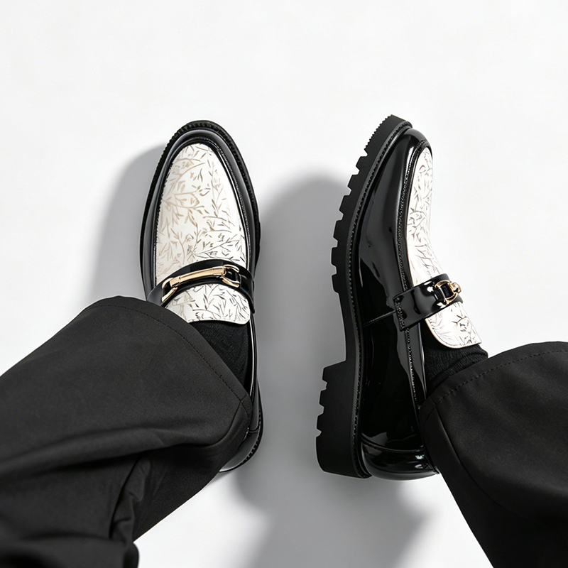 Men Two Tone Bamboo Print Pate - đánh giá và giá Men Formal Wear Shoes