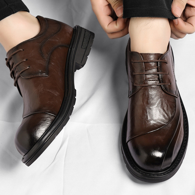 Brown Burnished Genuine Leathe - đánh giá và giá Men'S Formal Office Wear Shoes