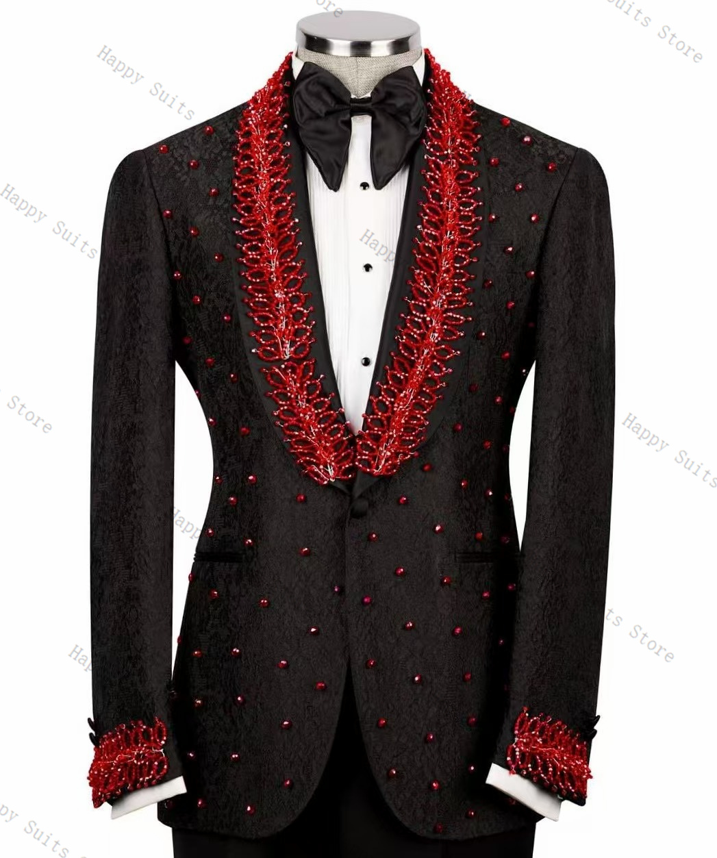 Red Crystals Men Suit Set 2 Pc - đánh giá và giá Men Formal Wear Red